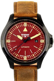 Traser P67 Officer Pro Automatic, Red Dial, Antiqued Leather Strap #110758