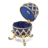 Bejeweled Crystal, Enameled GRAND ROYAL BLUE Musical Egg with Matching 18 Inch Necklace