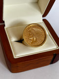 Men's Rare Half Eagle Large Gold Coin Ring, Genuine USA $5.00 Coin, Heavy 14k Gold Ring