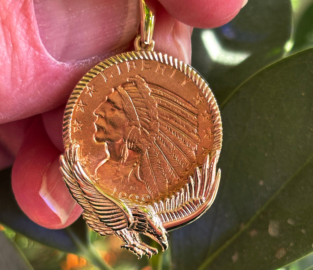Gemday Exclusive, Genuine USA Indian Head Half Eagle Gold Coin in