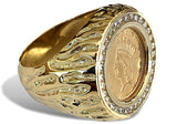Men's Custom 14k Gold Ring featuring a Very Rare USA $1 Gold Coin and over One Half Carat of Diamonds