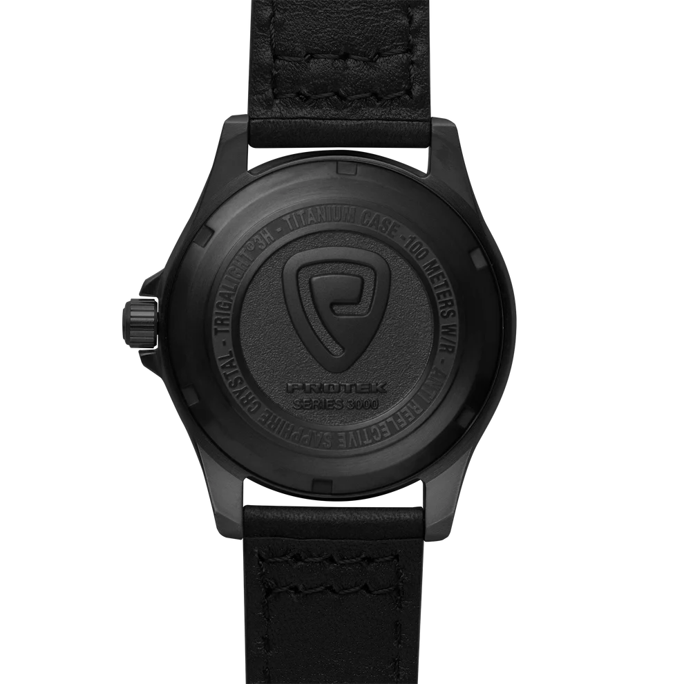 Protek PT3002 – Black Titanium Field Watch, 100M WR, Black Dial