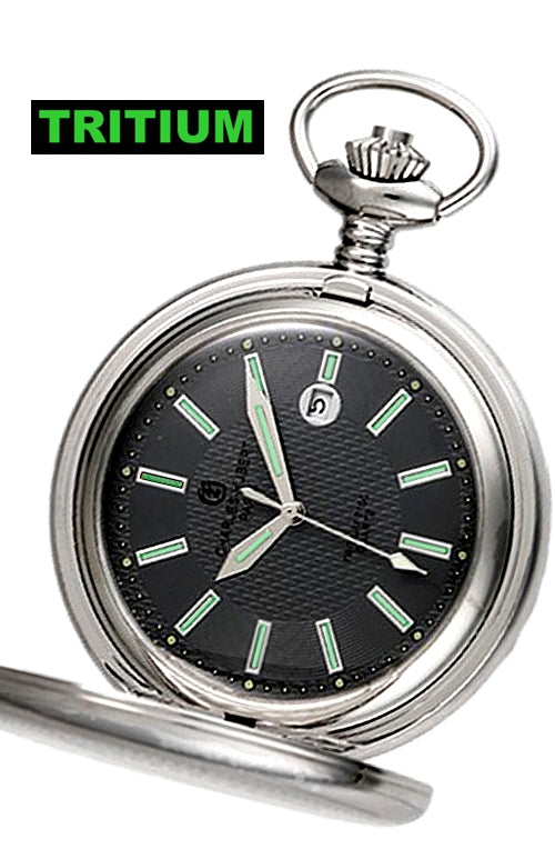 Charles-Hubert Paris T100 Tritium Pocket Watch, Hunter's Case with Closing  Cover, Gray Dial XWA5566