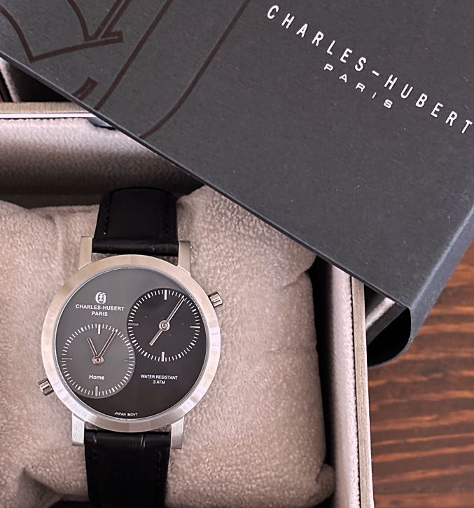 Charles-Hubert Paris Men's Dual Time, Dual Dial, Pilot's Watch