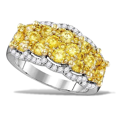 Stunning 2 carat t.w. Fancy Yellow and White Diamond Ring, 14k White Gold