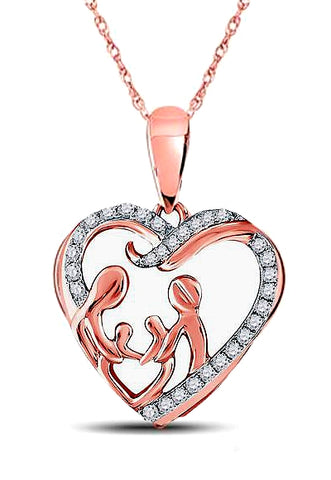 Family Love Diamond Pendant Over 1/4 carat total diamond weight, 10k Rose and White Gold,