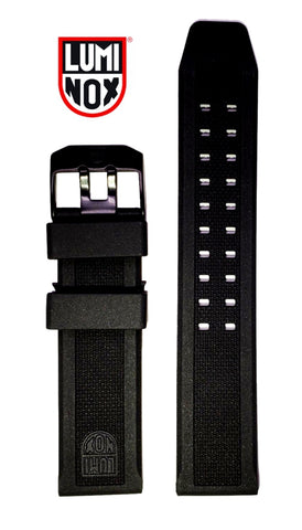 Genuine Luminox 23mm Silicone Rubber Watchband, Black Buckle. 3050.20B.Q.K