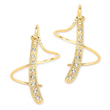 Diamond Earspiral Dangle Earrings, 16 Diamonds, 14k Gold, Orogem #3303