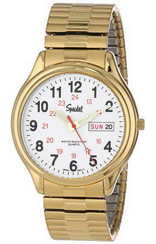 Speidel Men's Railroad Watch, Day-Date, Goldtone Steel
