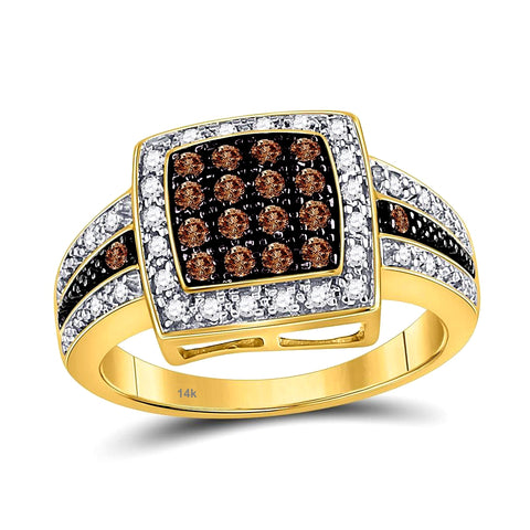 The Golden Azalea Diamond Ring, 1/2 carat t.w. of White and Cognac Diamonds in14k Gold