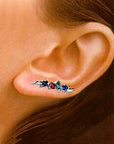 Tanzanite, Blue Topaz, Garnet and Iolite 14k White Gold Ear Pin Style Earrings