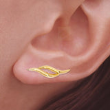 Jose Jay's 14k Double Curve Ear Pin Ear Climber Earrings, 8759