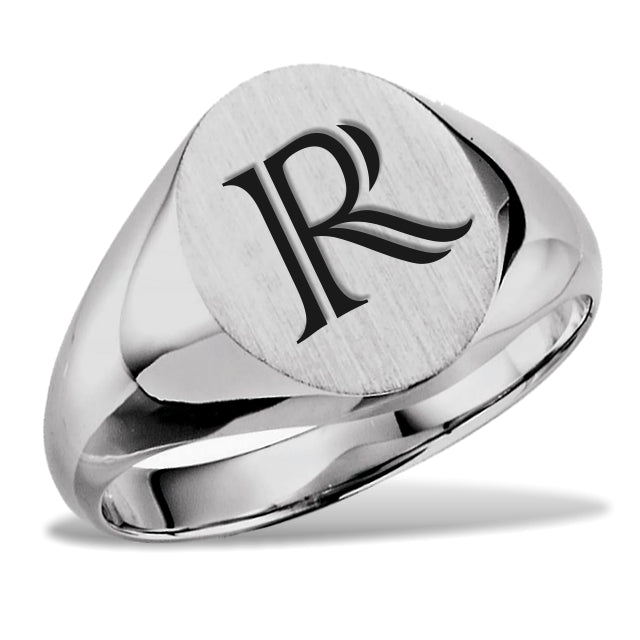 Sterling Silver Engravable Mens Signet Ring Sizes M - Z+1