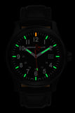 ArmourLite Field Series Tritium Watch, Black PVD Steel Case, Black Leather Strap, AL114