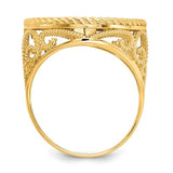 Lacy Rope Coin Ring, 14k Gold with Your Choice of Canadian Maple Leaf or USA Walking Liberty Coin