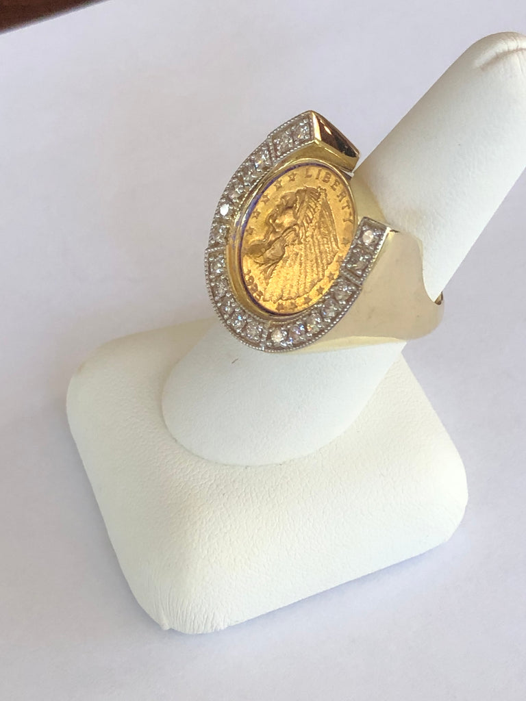 US Gold Coin Band Ring, Size 11.5 Custom Crafted, American Eagle