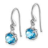 Syndy's Genuine Blue Topaz and Diamond Wire Drop Earrings, Sterling SIlver