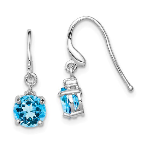 Syndy's Genuine Blue Topaz and Diamond Wire Drop Earrings, Sterling SIlver