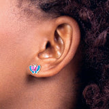 Madi K Colorful Enameled Sterling Silver Butterfly Pierced Earrings, QGK107