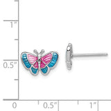 Madi K Colorful Enameled Sterling Silver Butterfly Pierced Earrings, QGK107