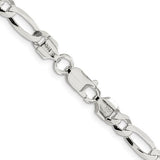 Solid Sterling Silver Figaro Chain, 5,5mm width, 24 inch length