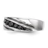 Men's 1/2 carat total weight Black Diamond Wedding Ring, set in Sterling Silver