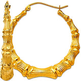 Extra Large 14k Gold Bamboo Hoop Earrings, 2 inches or 54mm Diameter
