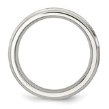 Stainless Steel Wedding Band with High Polished Edges and Satin Finish Center by Chisel, 6mm width