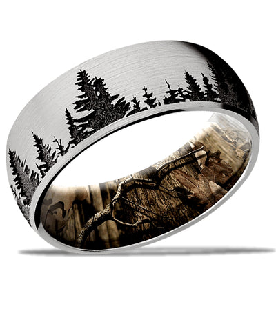 Outdoors Infinity Wedding Ring by Lashbrook from Cobalt Chrome and Mossy Oak Camo