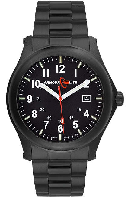 ArmourLite Field Tritium Watch, Black PVD Steel Case and Bracelet