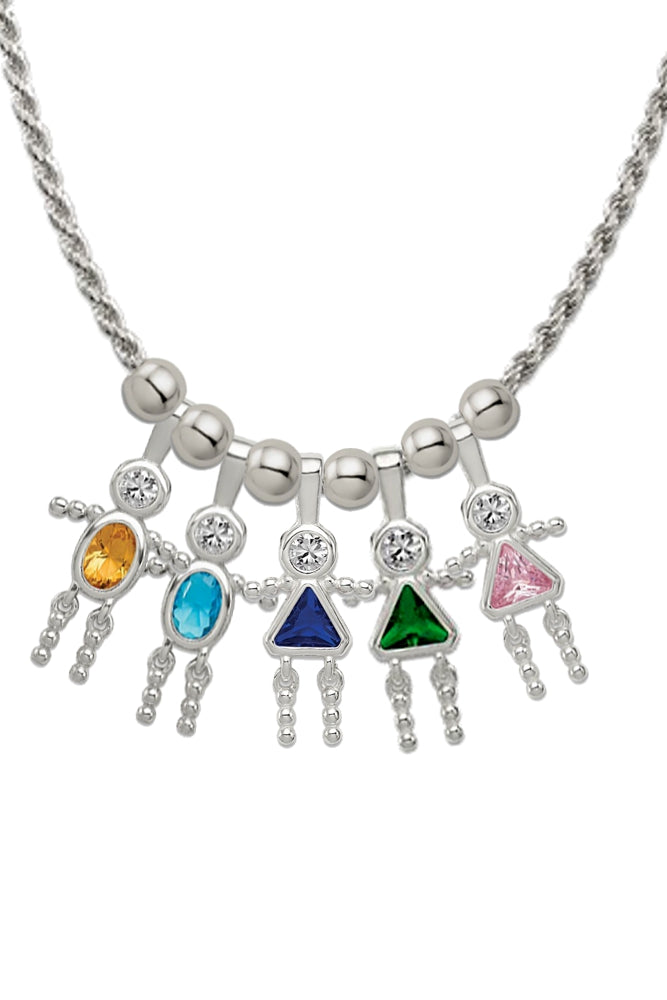 Sterling Silver Birthstone Babies Design Your Own Necklace for