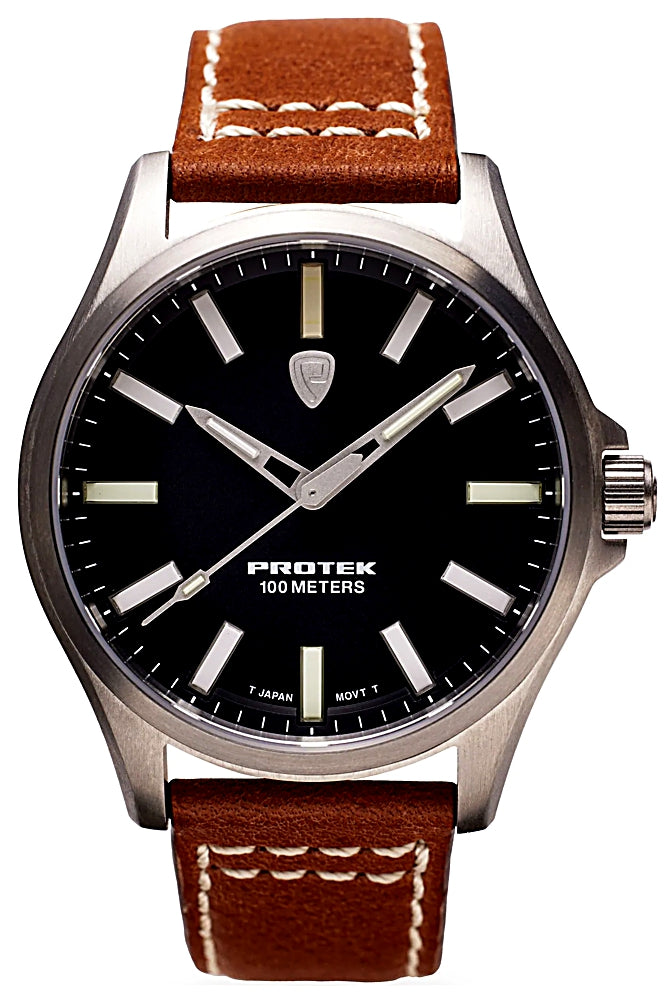 Protek PT3001 – Titanium Field Watch, 100M WR, Black Dial with