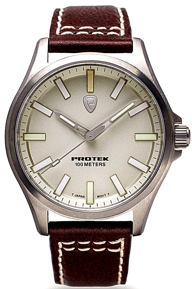 Protek 3000 Series Field Watch, Titanium Case, Cream Dial
