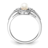 Genuine Cultured Pearl and Diamond Ring - June Birthstone Ring