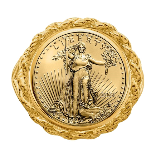 Women s Walking Liberty Gold Coin Ring USA 1 10th Ounce in 14k