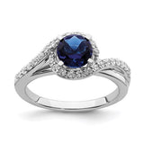 One Carat Sapphire Solitaire in a Diamond Halo Bridal Set, 14k White Gold