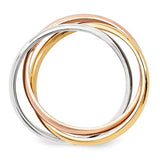 14k Gold Interwoven Tri-Color Rolling Wedding Ring in 14k Rose, White and Yellow Gold