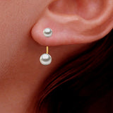 14k Gold Genuine Pearl Demi-Hoop Earrings