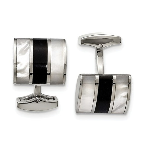 Cufflinks Inlaid with Genuine Onyx and Mother of Pearl