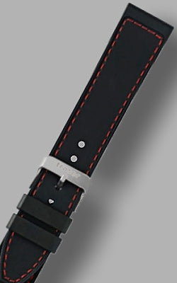 Traser "Elite Red" Signature Rubber Strap with Red Stitching 22mm