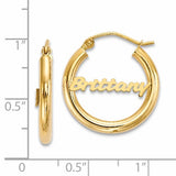Personalized Name 14k Gold Hoop Earrings, Medium Width, 22mm Diameter