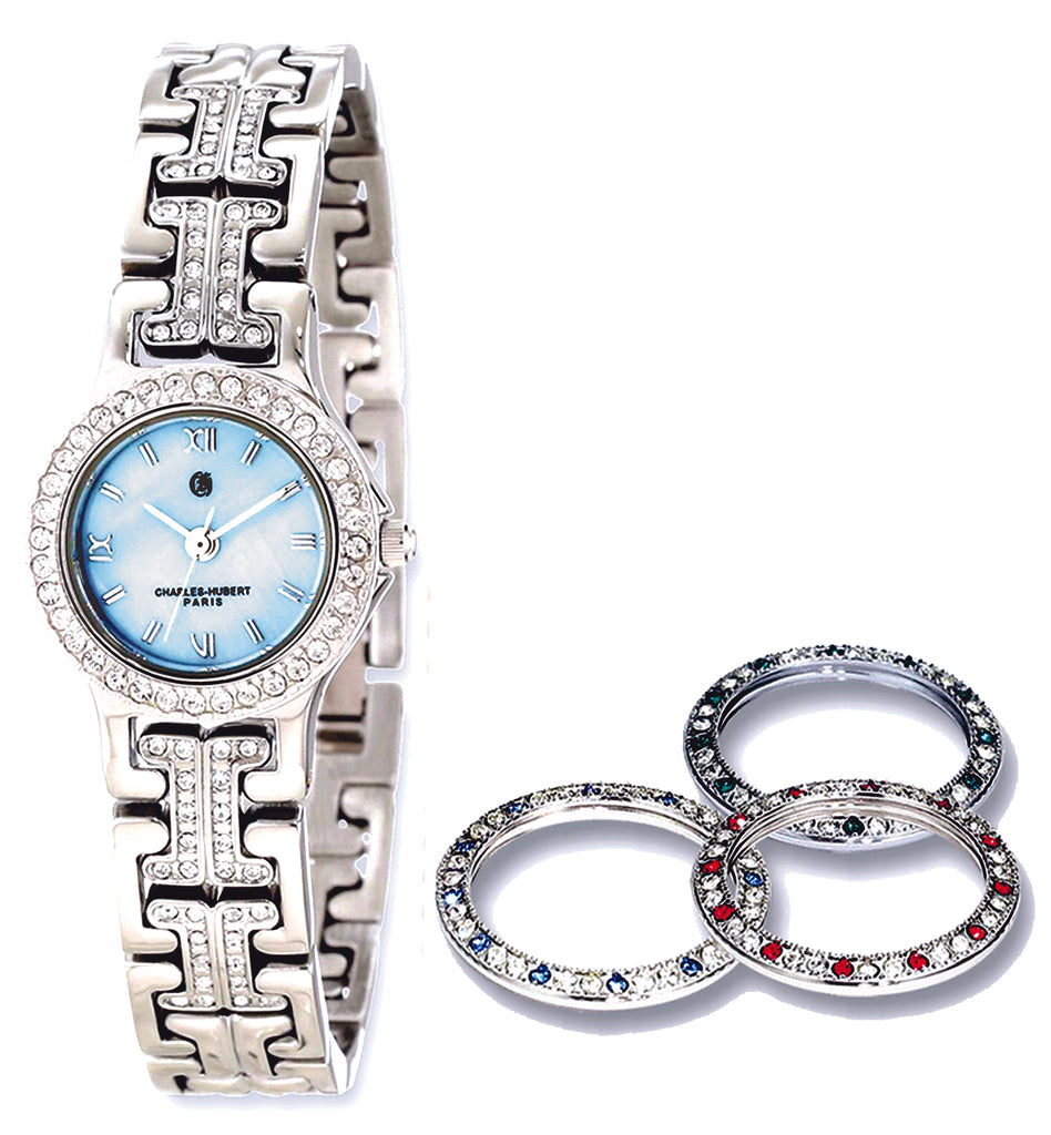 Charles-Hubert Paris Dazzling Crystal Bracelet Watch with