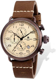 Charles-Hubert Paris Vintage Dual Time Pilot's Watch, Rich Brown IP Case XWA4788