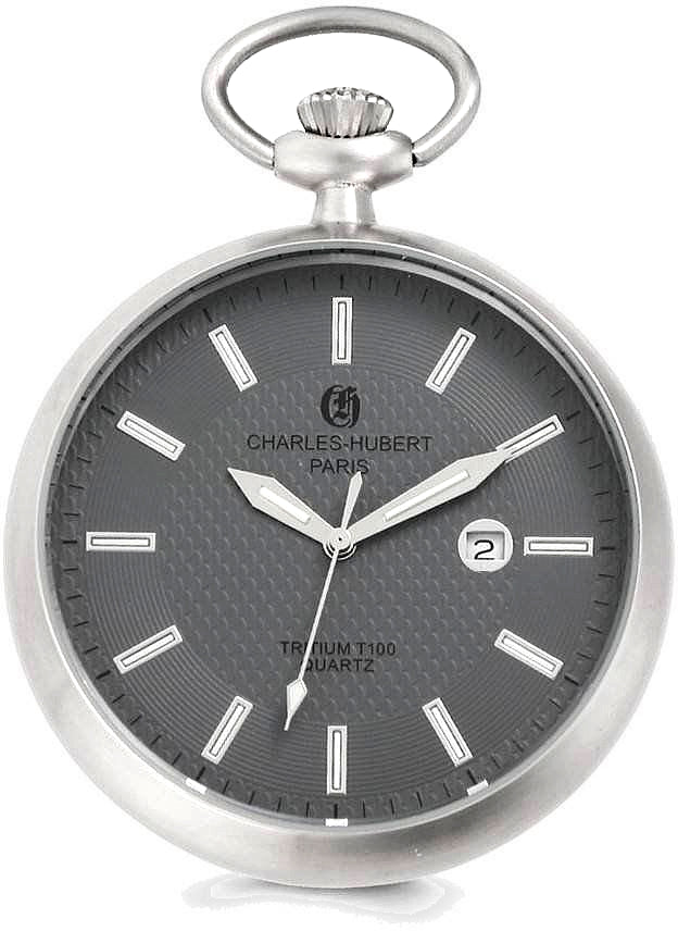 CharlesHubert Paris Traditional Open Face Pocket Watch, T100 Tritium