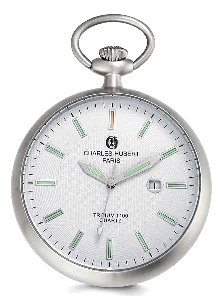 CharlesHubert Paris Traditional Open Face Pocket Watch, T100 Tritium