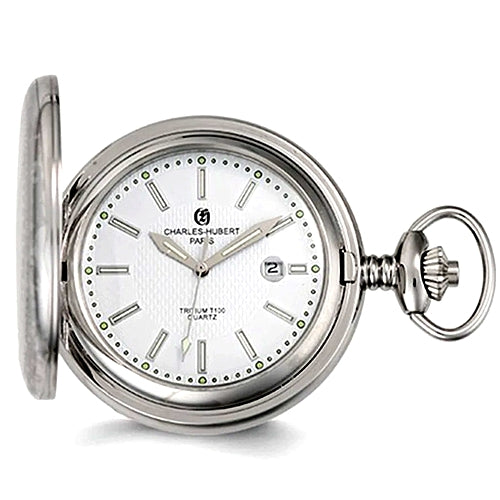 Charles-Hubert Paris T100 Tritium Pocket Watch, Hunter's Case with Closing  Cover, White Dial XWA5567