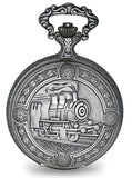 Railroad Closing Cover Pocket Watch, Antiqued Pewter Locomotive Case