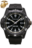 Protek PT1016 USMC – US Marine Corps Dive Watch, 300M WR, Black & Desert with Tritium Illumination, Rubber Strap