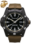 Protek PT1016D USMC – US Marine Corps Dive Watch, 300M WR, Black & Desert with Tritium Illumination, Desert Rubber Strap