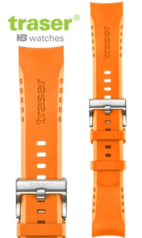 traser® Signature Orange Rubber Dive Strap made to fit traser® P67 Dive Watches Only, model 109312